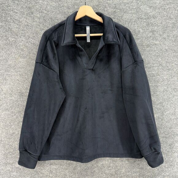 Mondetta Sweater Pullover Women 2XL Black Collared Long Sleeve Knit Casual - Picture 1 of 7